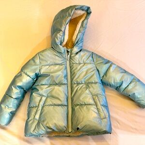 Baby Gap 5 years Girls Toddler Blue Metallic Winter Puffer Jacket